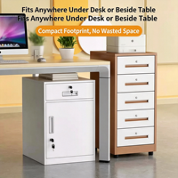 Armoire de classement de bureau moderne en acier/métal avec serrure à code, tiroir mobile de rangement et petit casier pour espace de travail à domicile