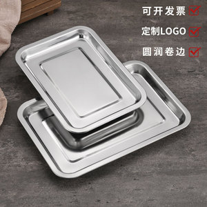 Plateaux rectangulaires en acier inoxydable pour le service alimentaire en hôtel, design à fond plat et peu profond - Product Image 4