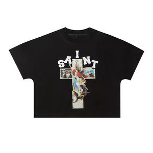 Camisetas gráficas de algodón 100% para hombre, ropa de calle de lujo, camisetas recortadas cuadradas con estampado Digital, ajuste de gran tamaño - Product Image 6