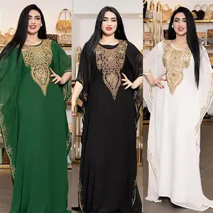 Middle Eastern Ethnic Arab Muslim Loose Robes Islamic Clothing Women Oversized Embroidered Dress Lace Muslim Abaya Robe