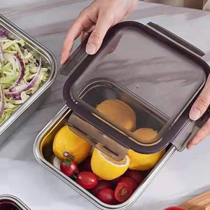 Trẻ em thép không gỉ vuông Hộp Ăn Trưa với lò vi sóng & Tủ lạnh-lớp Nắp nhựa kín Crisper cho các trường học bữa ăn tối - Product Image 2