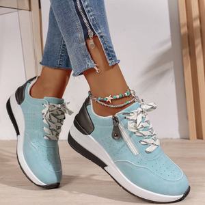 Chaussures de course décontractées pour femmes, automne, augmentant la taille, lacets, mode polyvalente, grande taille, chaussures à semelle épaisse - Product Image 4