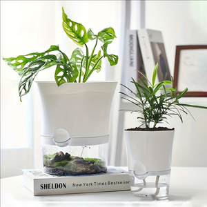 Macetas y Jardineras Autorregantes Visibles de <span class=keywords><strong>12</strong></span>.5/16.5 <span class=keywords><strong>cm</strong></span> con Indicador de Agua Transparente, <span class=keywords><strong>Maceta</strong></span> Autorregante de Plástico - Product Image 1