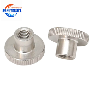 공장 패스너 DIN466 광택 Knurl 엄지 너트 M3 칼라 미터법 널링 너트가있는 아연 도금 스테인레스 스틸 육각 윙 너트 - Product Image 1