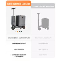 Valise trolley intelligente électrique motorisée avec fonction scooter, à roulettes pivotantes et déplacement automatique