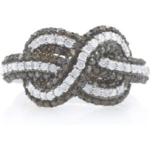 Anillo Infinito con Diamantes Naturales Blancos y Marrones de Corte Redondo de 1.62 Cttw, Plata de Ley 925, Color G H, Anillo Moderno - Product Image 1
