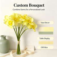 Fleurs artificielles jaunes de 42 cm, bouquet de fausses fleurs, tiges de fleurs pour la maison, vase, table, décoration de mariage et de fête