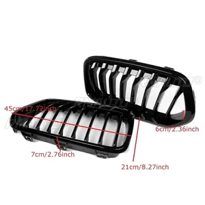 1 Par de Rejillas Delanteras Negras de Una Sola Línea para BMW F39 X2 M35i XDrive20d XDrive28i SDrive20i 2018 2019 2020, Negro Brillante - Product Image 6