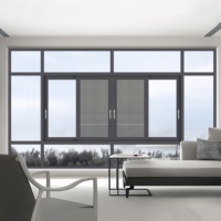 Ventana corredera de cristal templado de aislamiento doble de tres vías de aleación de aluminio personalizada, ventana corredera de estilo americano a la venta
