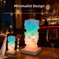 Lampe de table rechargeable style pierres empilées en ABS, 4 niveaux, lumière nocturne RVB colorée, contrôle tactile, idéale pour bar et chevet – Meilleure vente