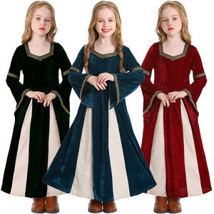 Costume de princesse médiévale rétro vert foncé pour enfants filles Halloween Renaissance robe Fantasia déguisement vêtements de fête TV film - Product Image 1
