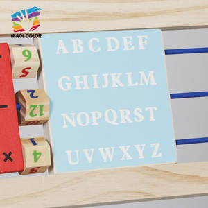 木制磁性双面儿童画架板立式绘图和书写板，带字母计数珠W12B314 - Product Image 6