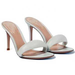 Custom Logo Colors on Sandals Stiletto Mules Thin High Heel Open Toe Slides Black Women's <b>Shoes</b> Big Size 45 - Product Image 6