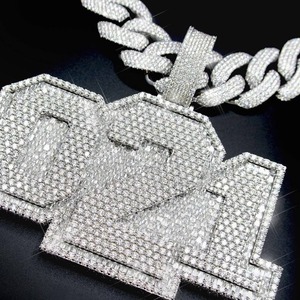 Collar con Colgante de Diamantes Brillantes de Lujo Chapado en Plata de Alta Demanda, Unisex, para Regalo del Día de San Valentín, Precios al por Mayor - Product Image 5