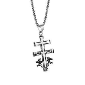 Crucifijo Católico Oriental Caravaca OEM, Colgante de Cruz Ortodoxa Rusa, Colgante de Cruz de Acero Inoxidable para Hombre - Product Image 2
