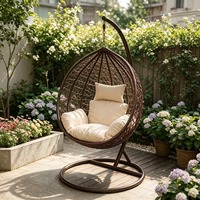 Fauteuil suspendu individuel en gros, résistant aux intempéries, pour villa, anti-UV, avec coussin épais en forme d'œuf pour adulte, chaise de jardin