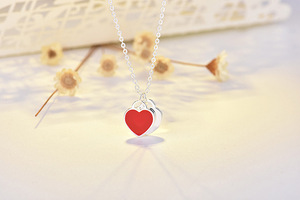 Collar de cadena personalizado con forma de corazón, esmalte de aceite, gota de corazón Simple - Product Image 3