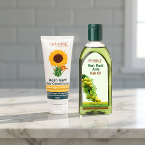 Combo de soins de la peau Patanjali - Huile capillaire Amla 200 ML + Après-shampoing réparateur 100 ML en plastique - 14 Rs de réduction - Product Image 2