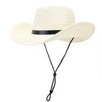 Chapeau de cowboy en papier pour extérieur, protection solaire, ventilation, pour adultes, style uni, imprimé personnalisé, pêche, voyage, avec cordon en ruban