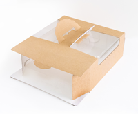 Boîte à gâteau plate autoportante portable haut de gamme biodégradable et recyclable avec fenêtre et poignée (carton ondulé) pour aliments