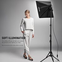 NEEWER Softbox 24x24in/60x60cm Dengan Soket Porselen E26/Kabel Daya Bersertifikasi UL/Diffuser Putih/Adaptor Stand, Nilon Tahan Lama