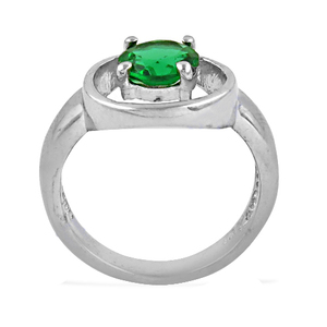 Jolie bague en argent 925 coupe ovale CZ joli zircon cubique vert pour les fêtes élégante bague en argent 925 coupe ovale cubique en zircon vert - Product Image 2