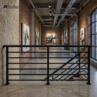 Rampe d'escalier élégante en alliage d'aluminium noir, système de main courante moderne à monter soi-même pour projets commerciaux, balcons, villas, appartements