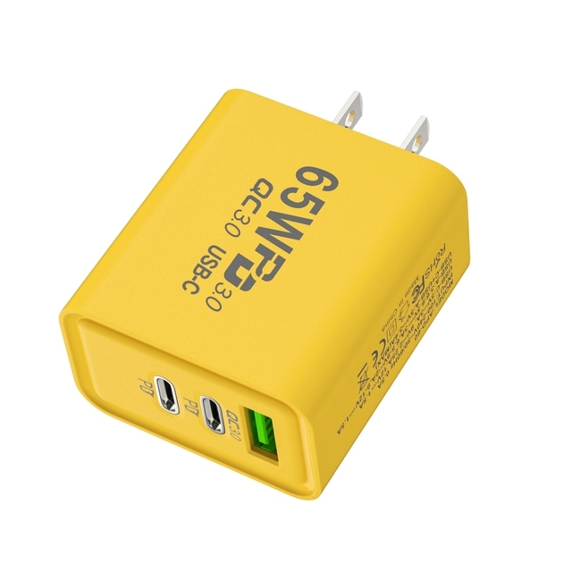 Best Selling Factory 65W Gallium Nitride USB + Type-C Fast Charging Charger, Plug Type:US Plug(Yellow)