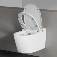WC intelligent monobloc automatique avec siège chauffant, séchage à l'air, cuvette en céramique, design moderne, fixation murale, chasse d'eau à capteur au pied
