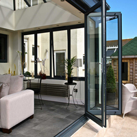 CBMMart Bifold intérieur résistant aux ouragans Patio Pivot Portes en aluminium verre trempé extérieur balcon porte coulissante à rupture thermique