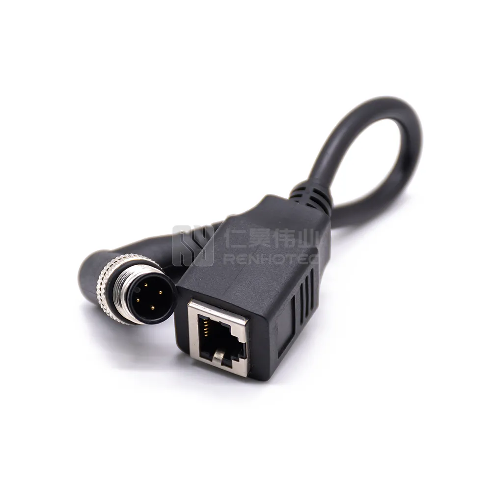 مقبس M12 4Pin إلى RJ45, مقبس أسود ، الأمن