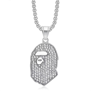 Модный кулон Hip Hop Ape Iced <span class=keywords><strong>Monkey</strong></span> Head Out с цирконами CZ, из нержавеющей стали 316, для мужчин и женщин, оптом - Product Image 5