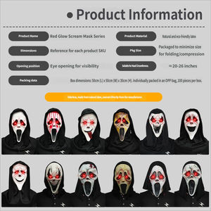 Masque d'horreur, visage rouge, accessoire de fête d'Halloween, masque de <span class=keywords><strong>film</strong></span> d'horreur, accessoires de blague pour bal masqué - Product Image 2