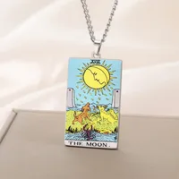 Collier en acier inoxydable avec pendentif de carte de tarot Rider-Waite, imprimé UV, collier coloré des arcanes majeurs, amulette, bijoux pour femmes et hommes