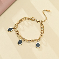 Bracelet chaîne en acier inoxydable plaqué or 18 carats, résistant à l'eau et inaltérable, bijoux noirs en gros, vente en vrac