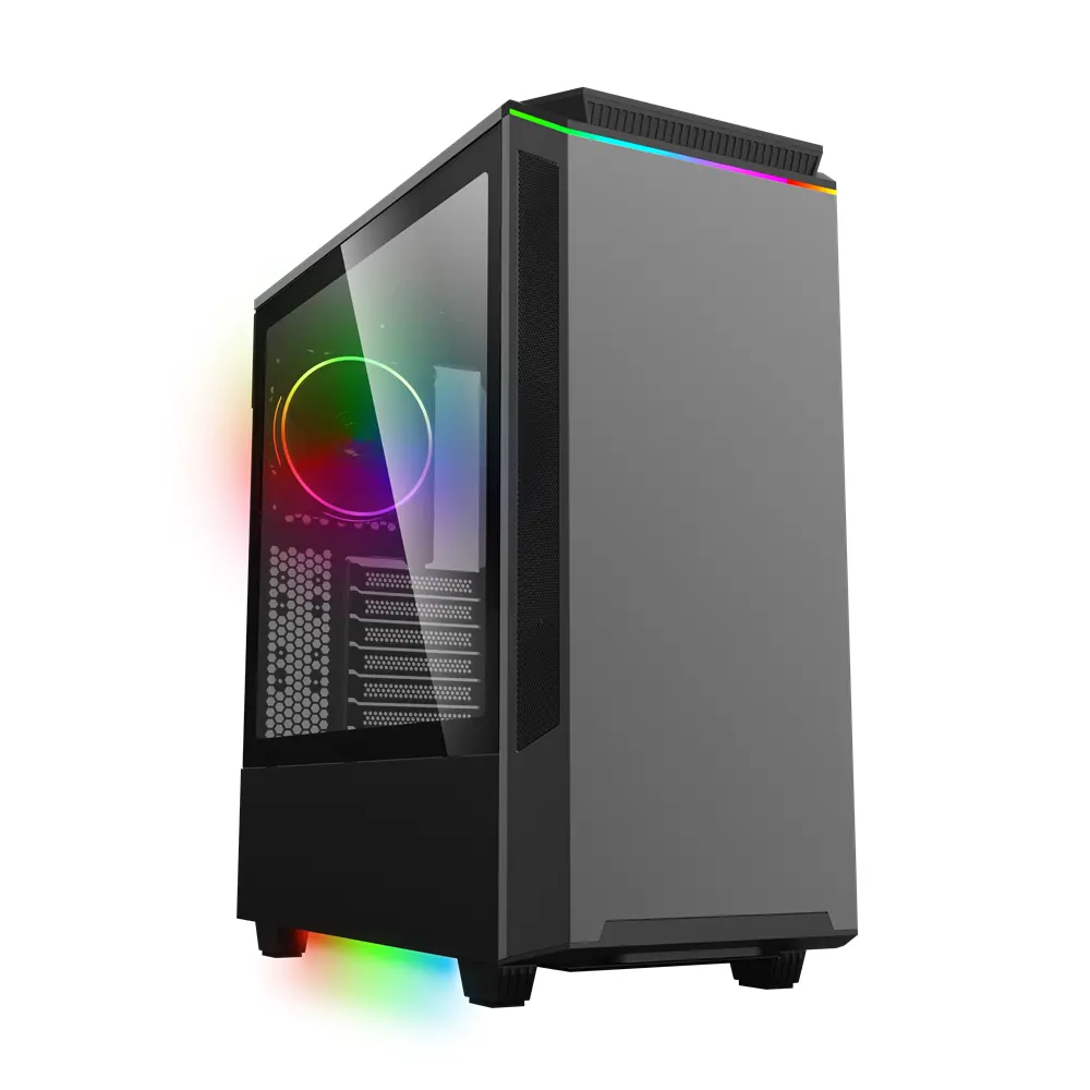 Width Chassis PC with RGB Strip Lights Custom Metal Mesh PC Cabinet Computer Case