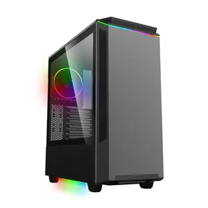 Boîtier transparent pour ordinateur PC, tour de PC avec bande lumineuse RGB, maille métallique, personnalisé, pour armoire