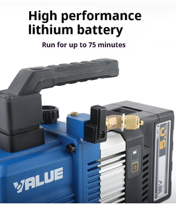 Máy bơm chân không pin Lithium VALUE VRP-2SLI 2.0CFM 18V, máy bơm chân không cánh xoay một cấp dùng cho hệ thống lạnh, hoạt động 75 phút - Product Image 4