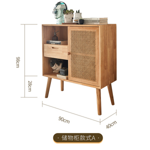 <span class=keywords><strong>Buffet</strong></span> moderne en bois massif et rotin de Russie, armoire de rangement avec tiroirs et portes, console d'accent du milieu du siècle pour le salon - Product Image 4