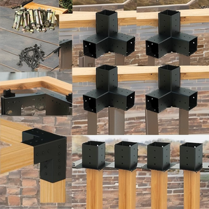 Staffa <span class=keywords><strong>Angolare</strong></span> Industriale in Metallo Nero a 3 Bracci OEM Personalizzata <span class=keywords><strong>per</strong></span> Pergola, Supporto a 3 Vie <span class=keywords><strong>per</strong></span> Pali in <span class=keywords><strong>Legno</strong></span> 4x4'' 6x6'' - Product Image 2