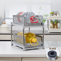 Étagère de rangement pour évier large double couche étagère de rangement en plastique de cuisine coulissante 2023 nouveau support de rangement