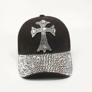 Casquette de baseball ajustable en gros, style mode, avec strass effet diamant et protection solaire, modèle trucker à croix, pour le sport, le denim et le style cowboy - Product Image 4