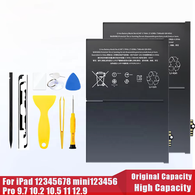 Tablet Battery Replacement for iPad Mini 7 6 5 4 3 iPad 2 A1474 A1475 A1893 10.2 Pro 9.7 10.5 11 12.9inch 2022 Repair Parts