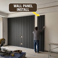 Panneau mural à lattes en chêne anthracite de largeur variée pour mur TV moderne, taille personnalisée, OEM