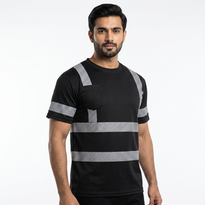 High Visibility Reflective Safety Unisex Short <b>Sleeve</b> Security T-Shirt Workwear 100% Polyester Heat Transfer Printed Logo - Product Image 1