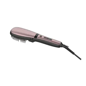 Profesional LED Digital de vapor de atomización diseño plancha de pelo de masaje cepillo del peine con revestimiento de cerámica