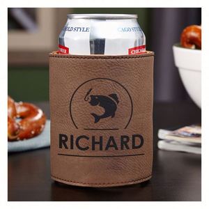 Enfriador de Latas de Cerveza de Cuero PU de 12 oz con Logotipo Personalizado, Cuero Sintético Grabable con Láser para Kits de Herramientas Promocionales - Product Image 1