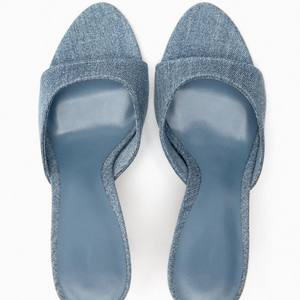 2023 Nuove Scarpe da <span class=keywords><strong>Donna</strong></span> Autunnali all'Ingrosso, <span class=keywords><strong>Ciabatte</strong></span> con Tacco Alto <span class=keywords><strong>in</strong></span> Denim <span class=keywords><strong>Blu</strong></span> Navy alla Moda - Product Image 4