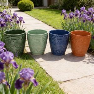 Pots <span class=keywords><strong>de</strong></span> fleurs en céramique écologiques, durables et bon marché, jardinières murales d'extérieur, finition émaillée, design antique et contemporain - Product Image 1