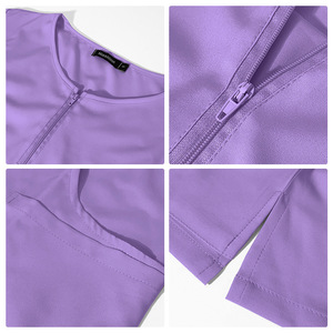 เสื้อสครับผู้หญิง NisaMina แขนสั้น สีเขียวอมฟ้า มีซิปด้านหน้าและกระเป๋า ชุดยูนิฟอร์มโรงพยาบาลสำหรับพยาบาล - Product Image 4